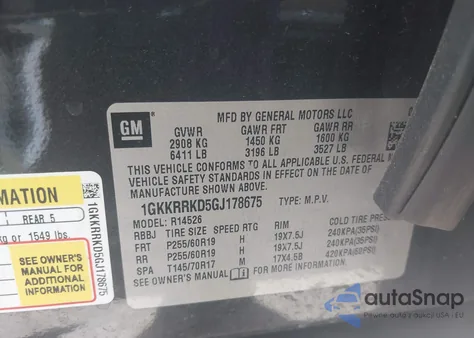 2016 GMC Acadia Slt-1 из США, поврежденный, VIN 1GKKRRKD5GJ178675